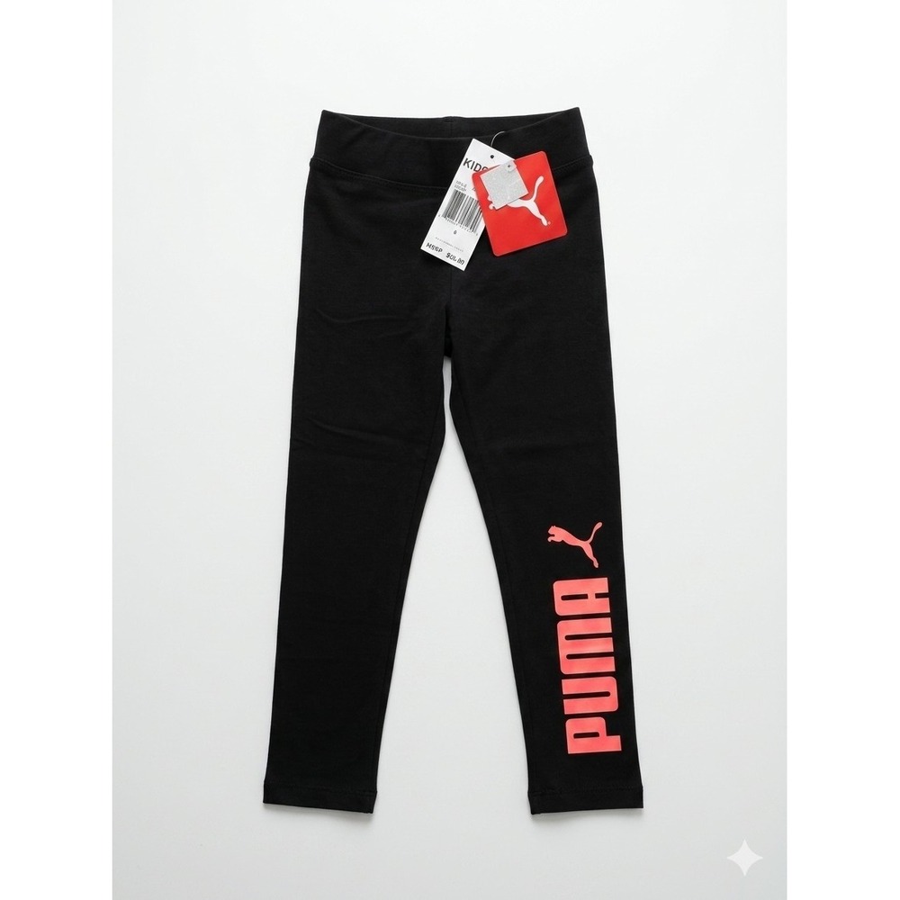 NWT Girls PUMA Black Pink Leggings Size 6